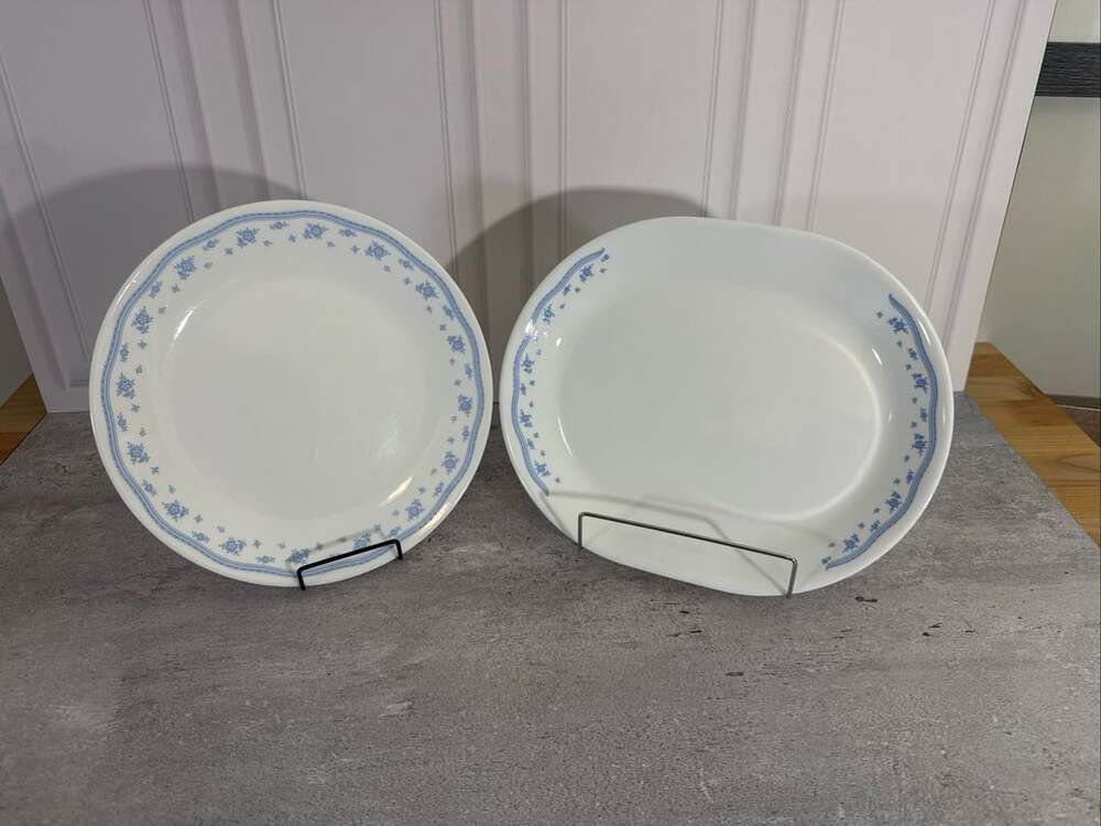 Corelle Morning Blue Serving Platter And Dinner Plate
